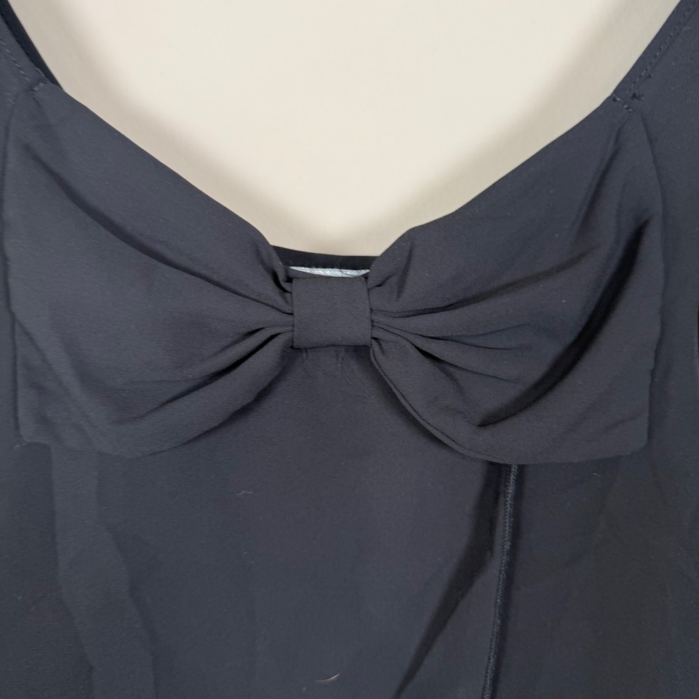 Living Doll Black Sheer Bow Detail Sleeveless Tank Medium - Picture 5 of 11